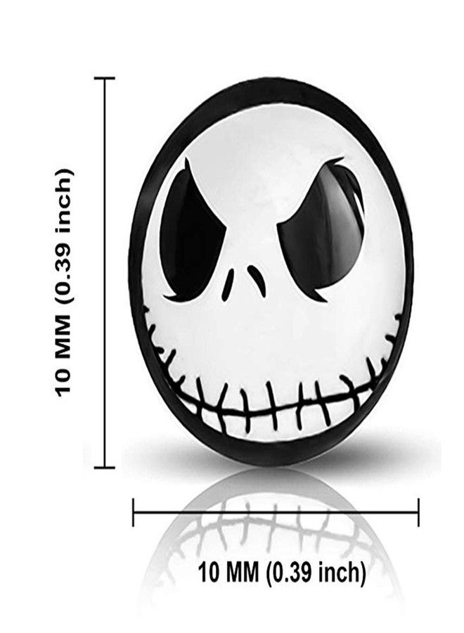 SIISPRI YZstyle 316L Surgical Stainless Steel Jack Skellington Round Circle Button Stud Post Earrings(10 mm) (BlackER0025) - Image 3